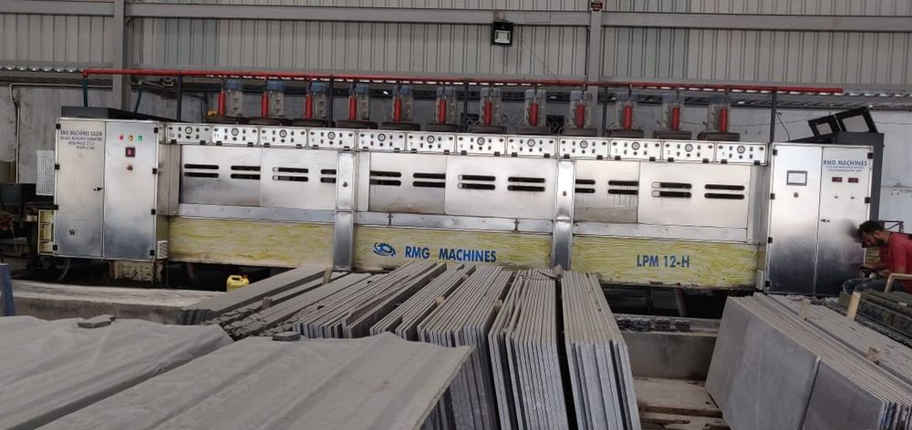 Automatic slab polishing line