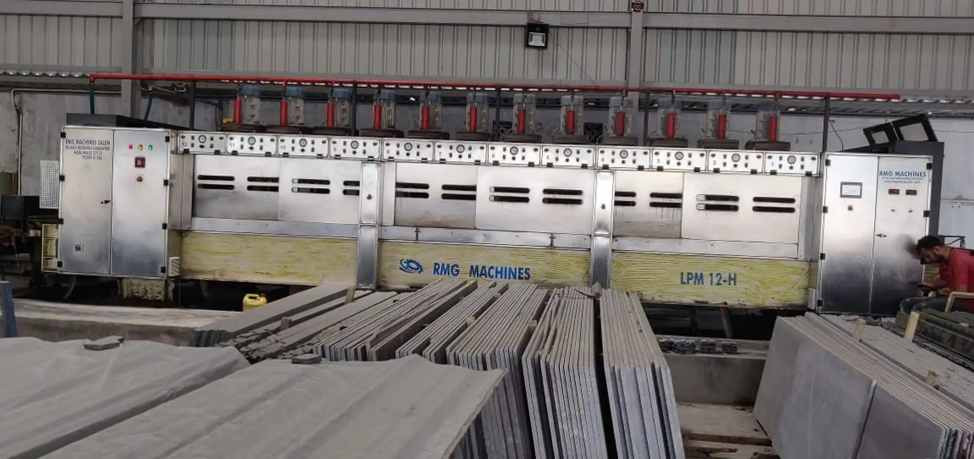 Automatic slab polishing line
