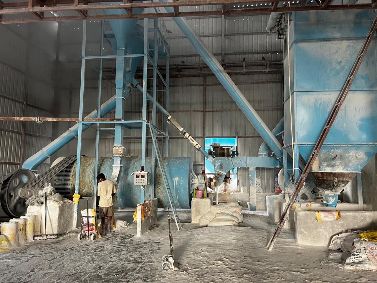 Grinding mill, cyclone and dust collector inside our processing plant