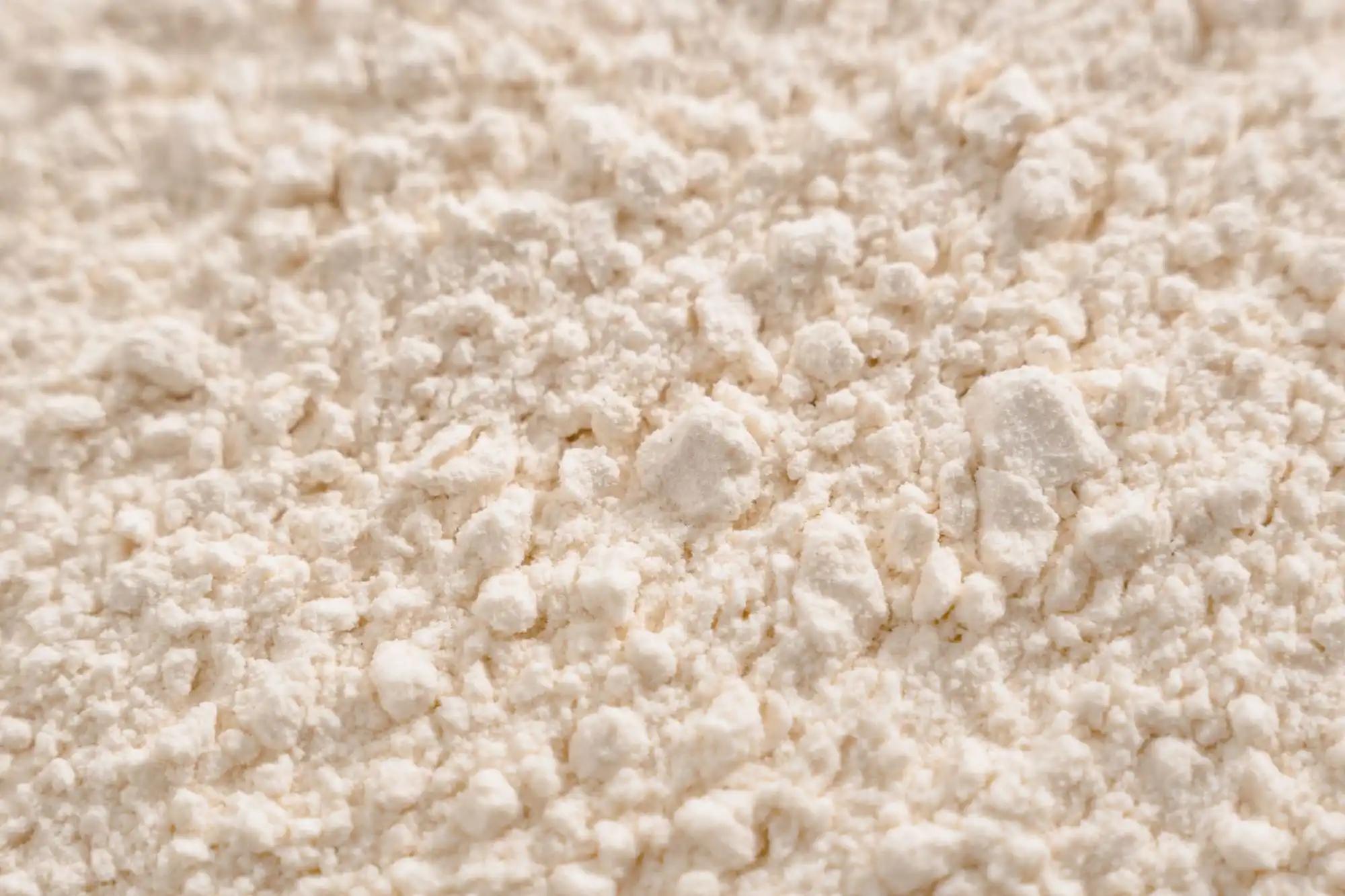 Fine pale mineral powder, close-up