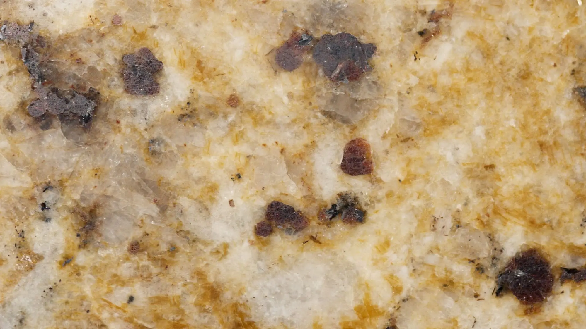 Polished gold-toned granite slab