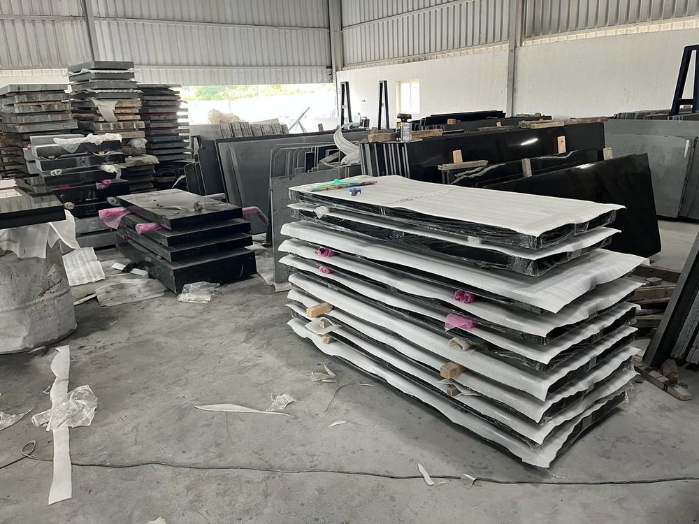 Stacks of finished slabs in the factory